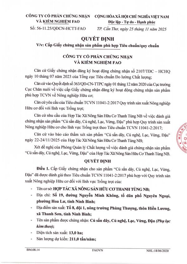 Chứng nhận hữu cơ Organic
